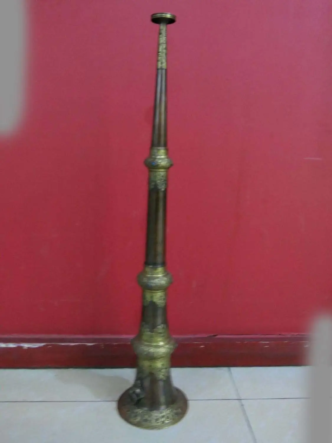 

30" China Tibet copper hand-made carved fine buddhism bugle trumpet Statue