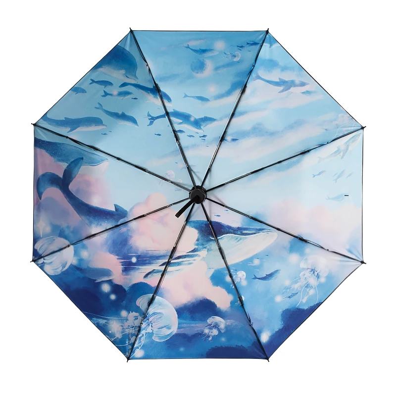 Manual//Full Automatic 3 Folding Sunshade Umbrella Rain Women Parasol Personality Boys Sun Rain Umbrella Anti UV Male Parapluie,full-automatic