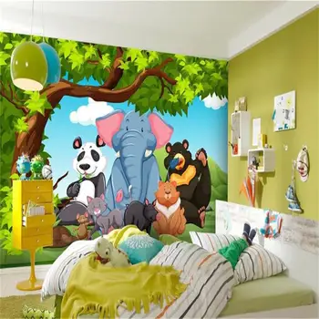 

photo wallpaper custom 3d mural living room kids cartoon elephant panda painting TV background non-woven wallpaper for wall 3d