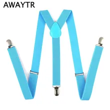 AWAYTR Большие размеры 3 зажимы мужские подтяжки новые синие/хитовые синие/темно-синие цвета 2,5 см Регулируемые Эластичные подтяжки для женщин