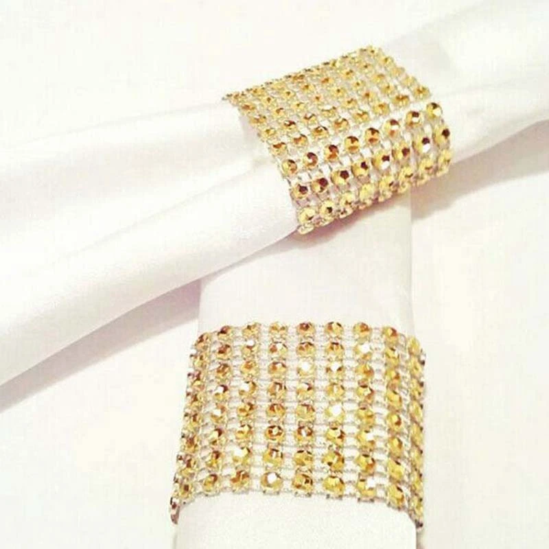 

10pcs Gold Silver Napkin Ring Chairs Sash Buckles Wedding Event Party Decoration Crafts Rhinestone Ribbon Holder DIY Supplies