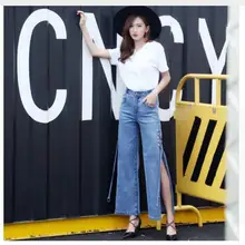 Новые расклешенные джинсы d женские Подиумные расклешенные Ретро стиль колокольчики снизу женские облегающие джинсы Широкие женские джинсовые брюки сексуальные джинсы