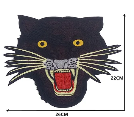 Новинка! Большой вышитый патч с железом на желтом тигре, голова живой тигр, леопард, змеиный кобр хорошо подходит для моторной куртки мода - Цвет: Leopard