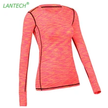 LANTECH, женская рубашка, Спортивная, для бега, йоги, эластичная, Спортивная, для фитнеса, упражнений, для спортзала, компрессионная рубашка, одежда с длинным рукавом, Майки