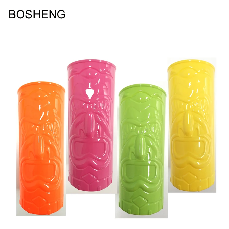 BOSHENG Grand new year mug Assorted Plastic Tiki Mugs 6 Pieces for