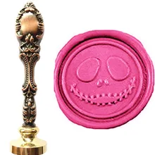 Череп Улыбка скелет Хэллоуин винтажное изображение на заказ логотип роскошный воск печать штамп латунь Павлин металлическая ручка подарочный набор