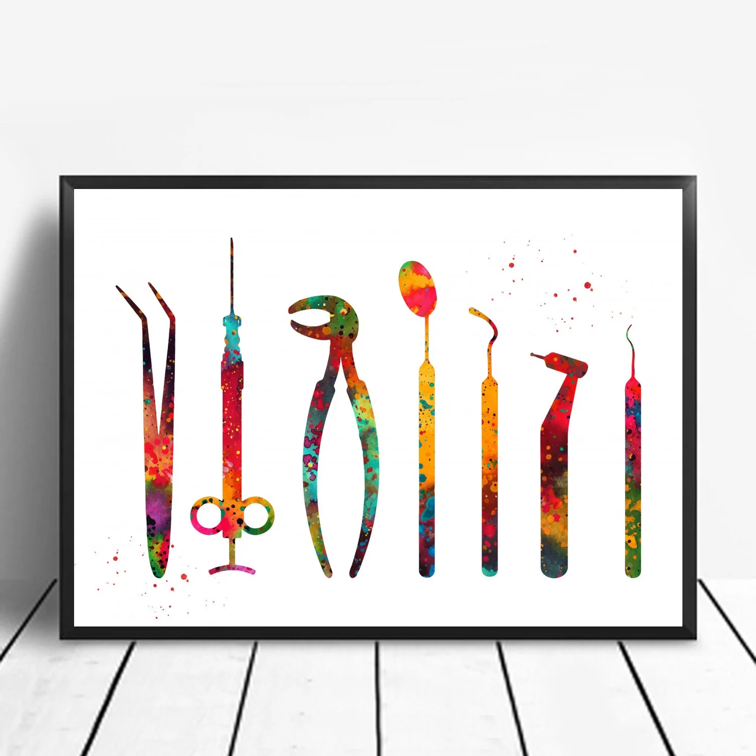 

Watercolor Art Dentist Tools Poster And Prints Painting Art Wall Canvas Pictures Home Decor