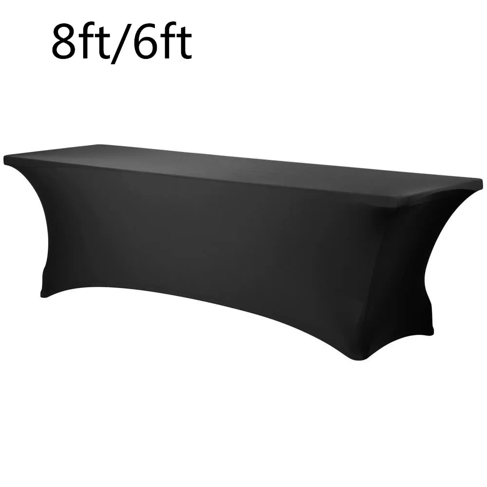 Spandex Stretch Table Cover Fitted Tablecloth Catering Banquet Decor Black 4FT