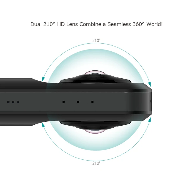 Andoer A360II Handheld 360 VR Camera 1920*960 30fps Support WiFi Dual 210  HD Wide Angle FishEye Lens Panoramic Camera Camcorder
