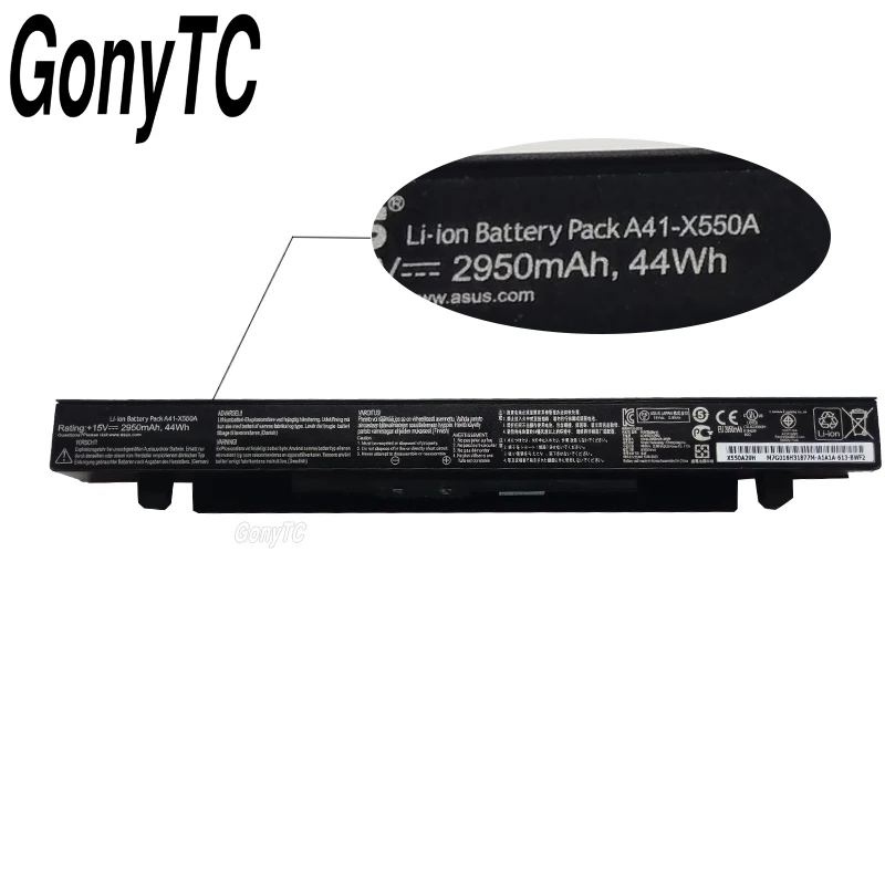 Gonytc 15 V 44Wh 2950 мА/ч, A41-X550a Батарея для Asus A41-X550 X550C A450 A450C A450L A450LB литий-ионный аккумулятор для ноутбука Батарея