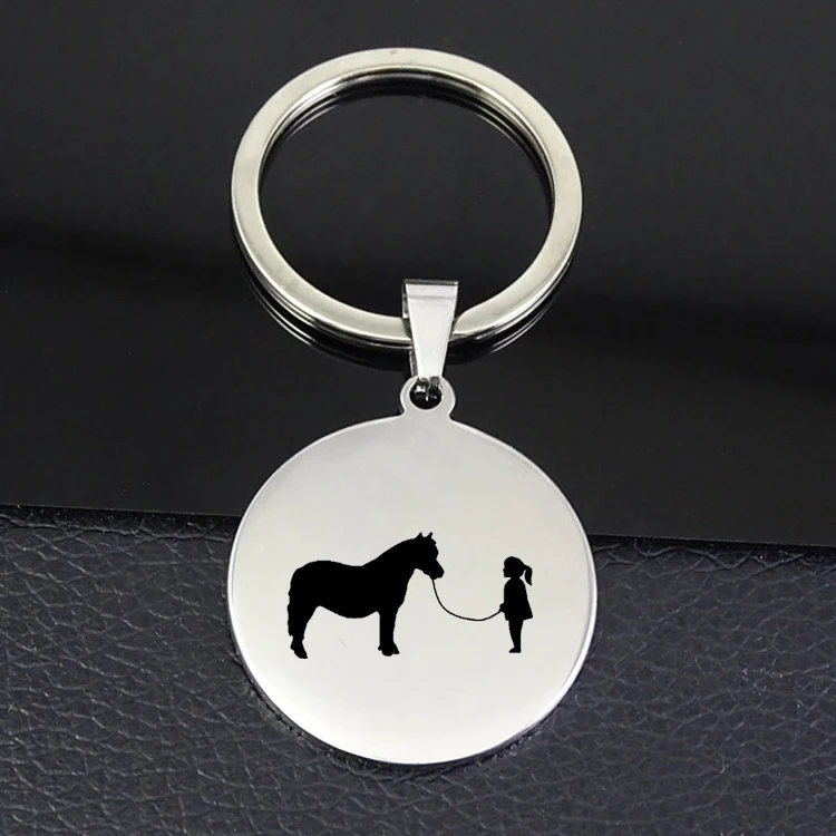 

Gril and Mini Horse Keychain Personality Disc Keychains Jewelry for Women Factory Price YP7356