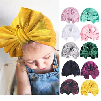

Warm Newborn Toddler Kids Baby Hat Boy Girl Bow Turban Cotton Beanie Hat Winter Cap