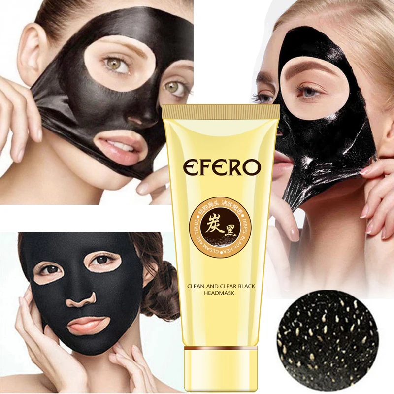 

suction Black mask deep cleansing face mask Tearing style resist oily skin strawberry nose Acne remover black mud masks 50ml