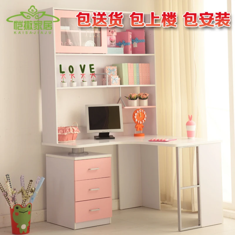Residential Children S Furniture Girl Pink Computer Desk Bookcase