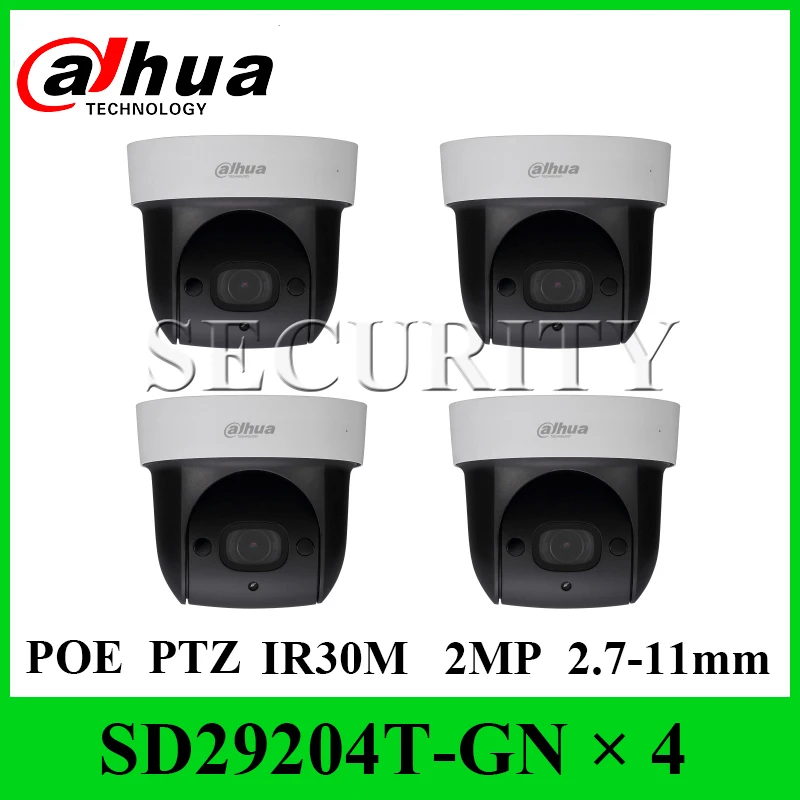 

4 Pieces/Lot Dahua SD29204T-GN Original Version 2MP PTZ PoE Camera 4X Optical Zoom Built-in MIC Replace SD22204T-GN With Logo