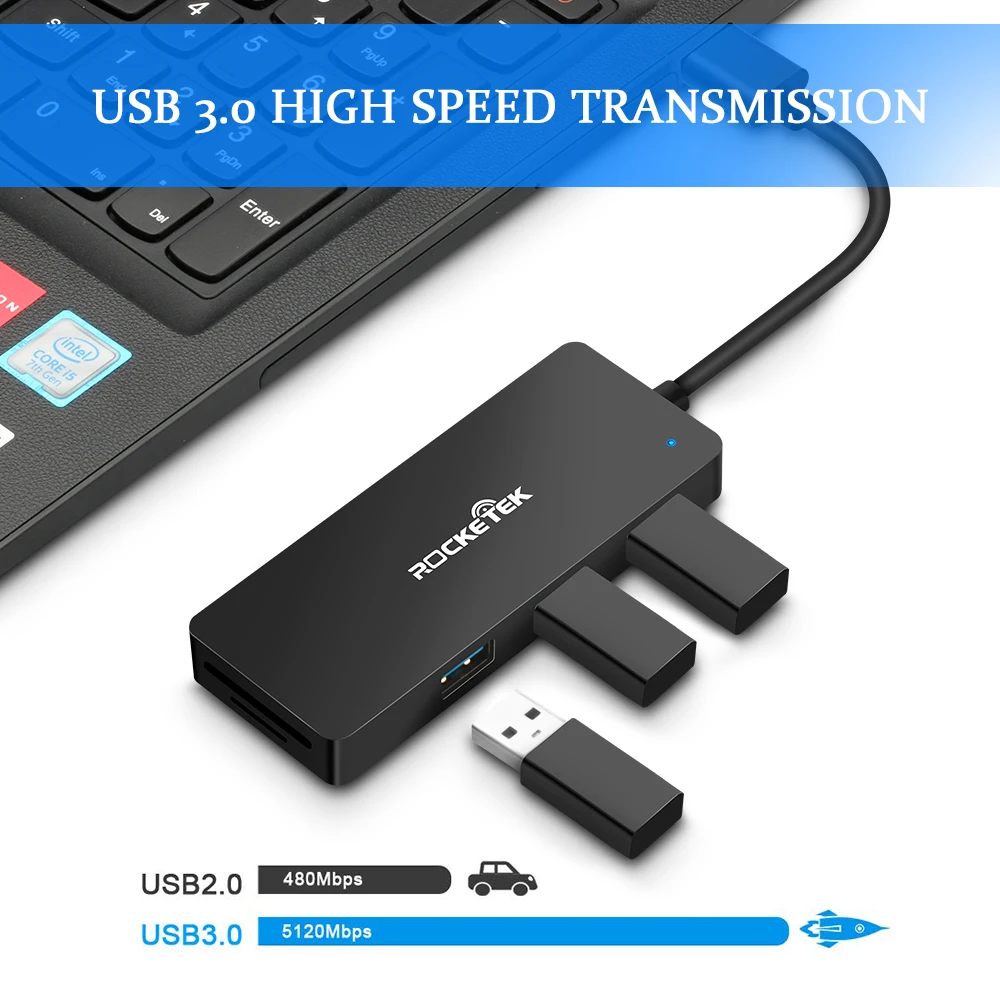 Rocketek алюминиевый сплав usb-хаб с кардридером 3 порта USB 3,0 type c разветвитель Micro USB порт питания для ноутбука iMac