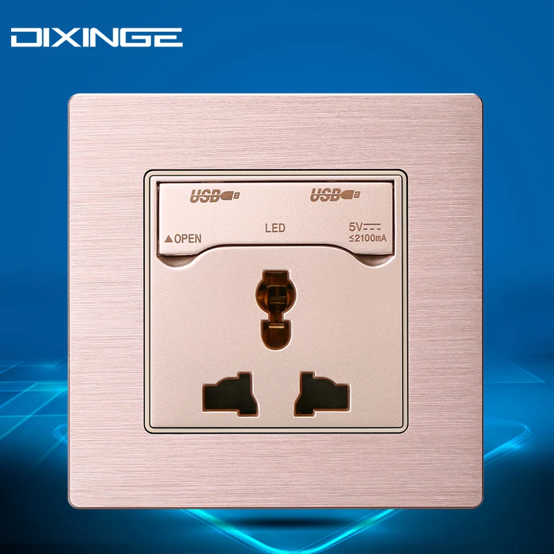 Five Hole Socket Push Button Switch Multifunction 10A 86*86 mm Socket