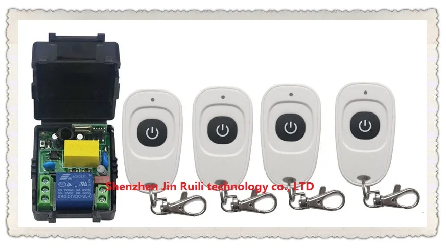 

latest AC220V 1CH Wireless Remote Control Switch System Receiver &4pcs one-button white waterproof Remote 315mhz/433mhz