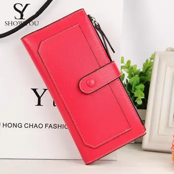 

PinShang Women's Wallets Toothpick Grain Clutch PU Leather Zipper Buckle Bifold Wallet Ladies Mid-long Purse and Wallet ZK50