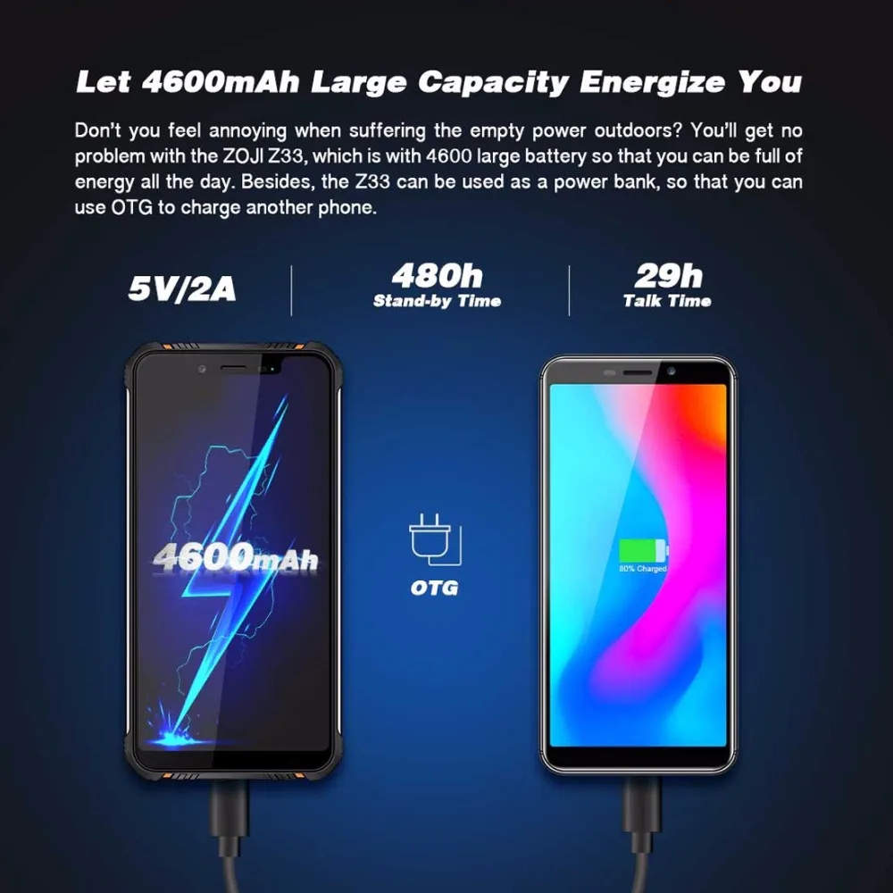 HOMTOM ZOJI Z33 4600mAh 3GB 32GB Android 8.1 Face ID IP68 Waterproof Rugged Mobile Phone 5.85 inch Notch HD+ OTG 4G Smartphone HOMTOM ZOJI Z33 4600mAh 3GB 32GB Android 8.1 Face ID IP68 Waterproof Rugged Mobile Phone 5.85 inch Notch HD+ OTG 4G Smartphone