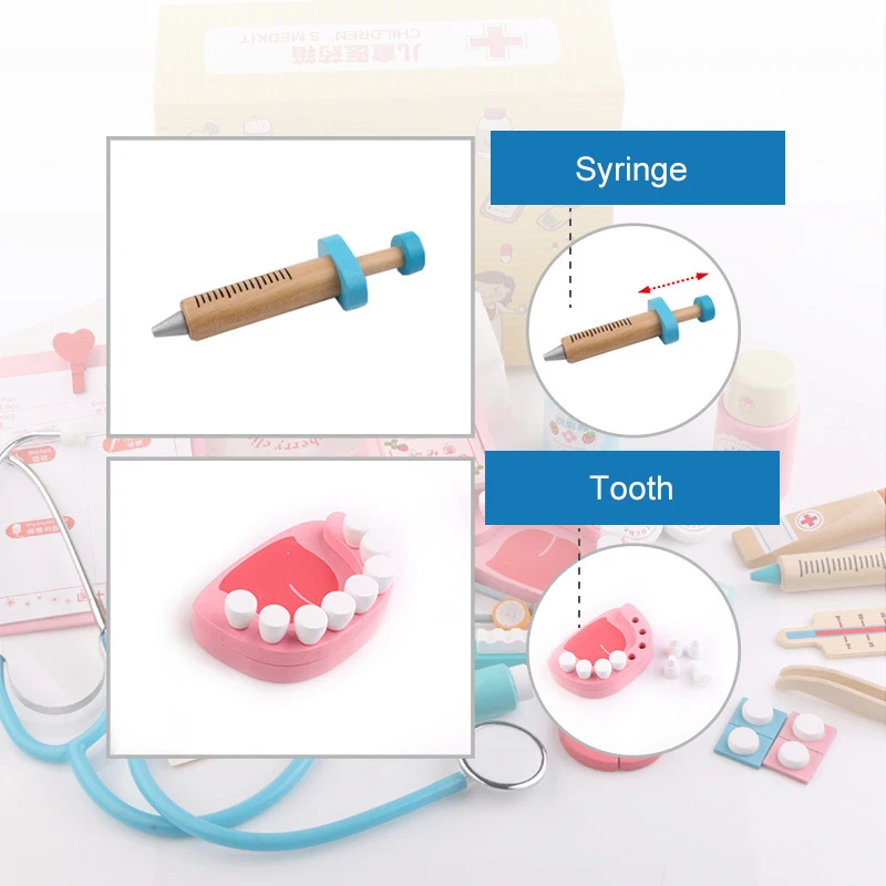 20 шт./компл. Дети Притворяться игрушка врач игры деревянный Косплэй моделирование стоматолог аксессуары инструменты дети играют