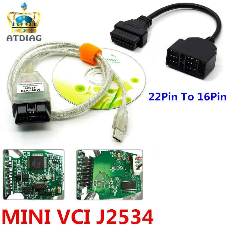 

MINI VCI FT232RL V12.00.127 Green Chip PCB+For Toyeta 22Pin Auto Diagnostic Interface For For Toyeta OBDII MINI-VCI J2534