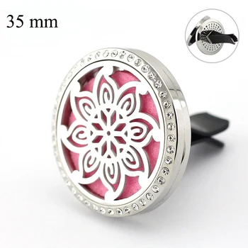 

35mm Stainless Steel rhinestone crystal lovely flower car aromatherapy essential oil aroma perfume diffuser vent clip