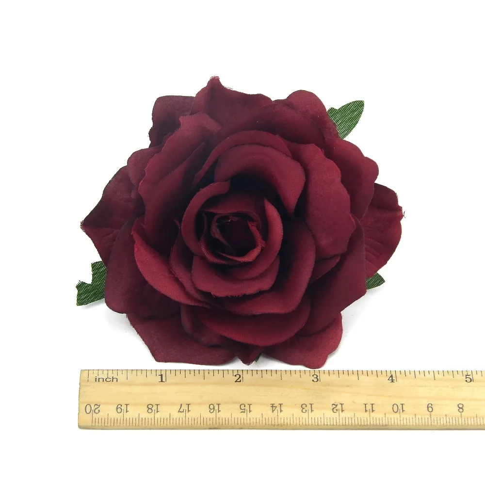 

30PCS 9cm Artificial Burgundy Rose Silk Flower Heads For Wedding Decoration DIY Wreath Gift Box Scrapbooking Craft Fake Flowers