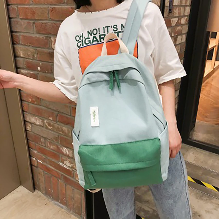 

Casual Color Matching Backpack For Women Japan Harajuku Campus Girls Schoolbag Large-capacity Canvas Ladies Travel Back Pack New