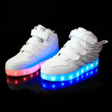 Детская обувь светодиодный обувь для мальчиков обувь для малышей-мальчиков светильник обувь Детские кроссовки крылья детский светодиодный светящийся светильник кроссовки schoenen D20