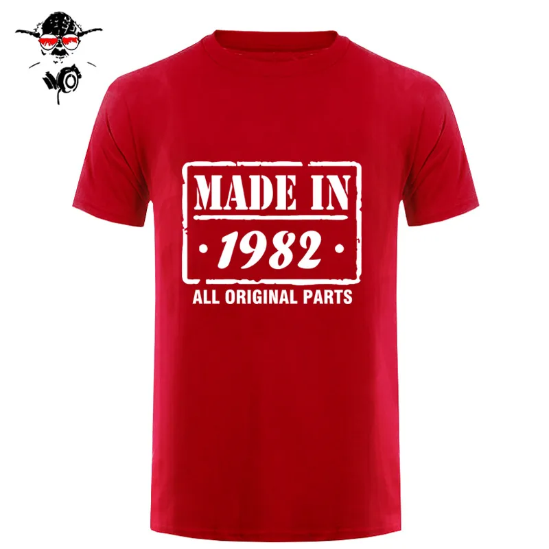 Сделано в 1982 году 36rd футболка на день рождения Мужская смешная футболка мужская одежда - Цвет: red white