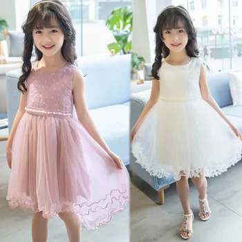 

girls dress 2019 summer style girls clothing Girl Lace Princess Dovetail Dance Dresses Swallowtail dress for 4 6 8 12 14 years