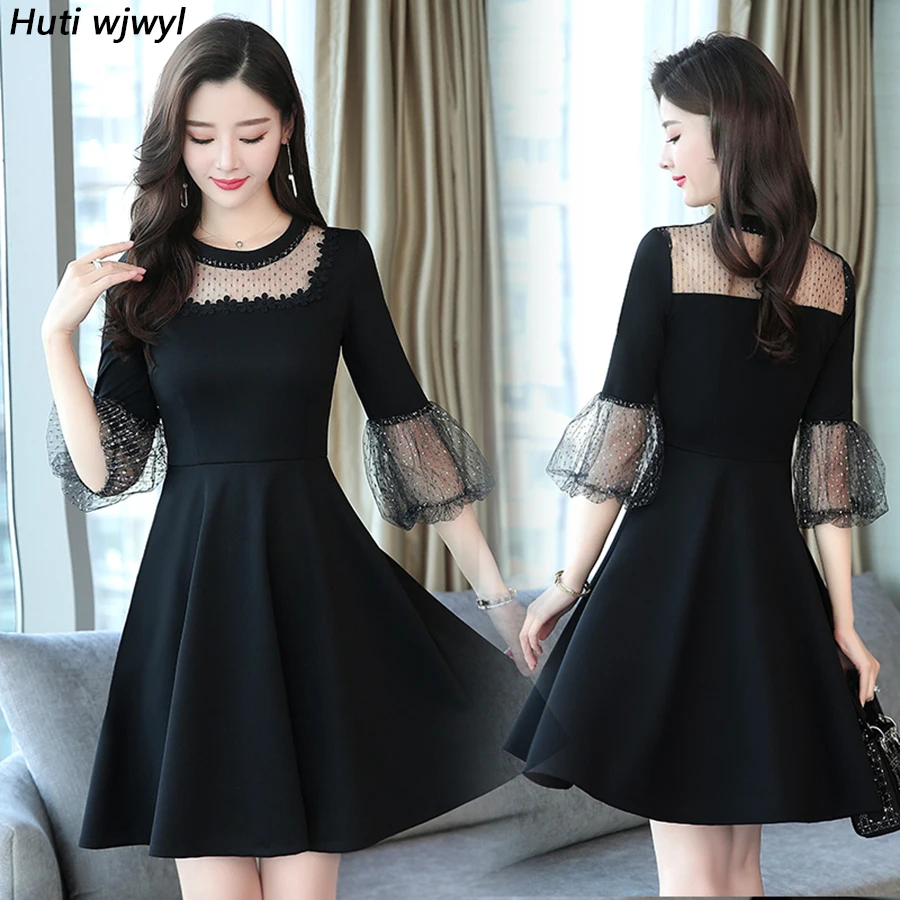 2019 Винтаж Chic Черное кружево пикантные Мини платья новые летние 4XL плюс Размеры