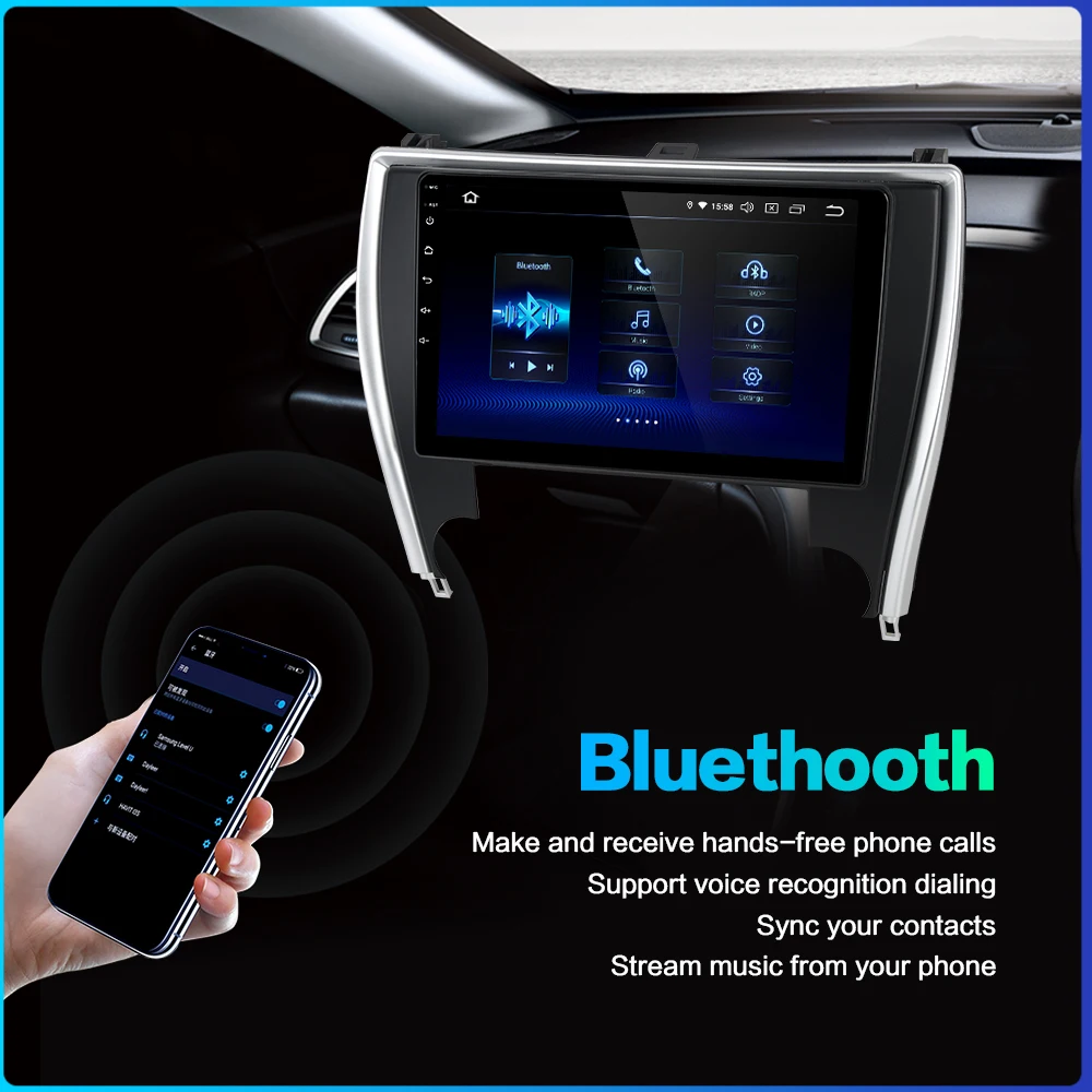 Excellent Dasaita 10.2" Car Radio 1 Din Android 9.0 for Toyota Camry US Version 2015 2016 2017 Bluetooth USB 64GB ROM 3
