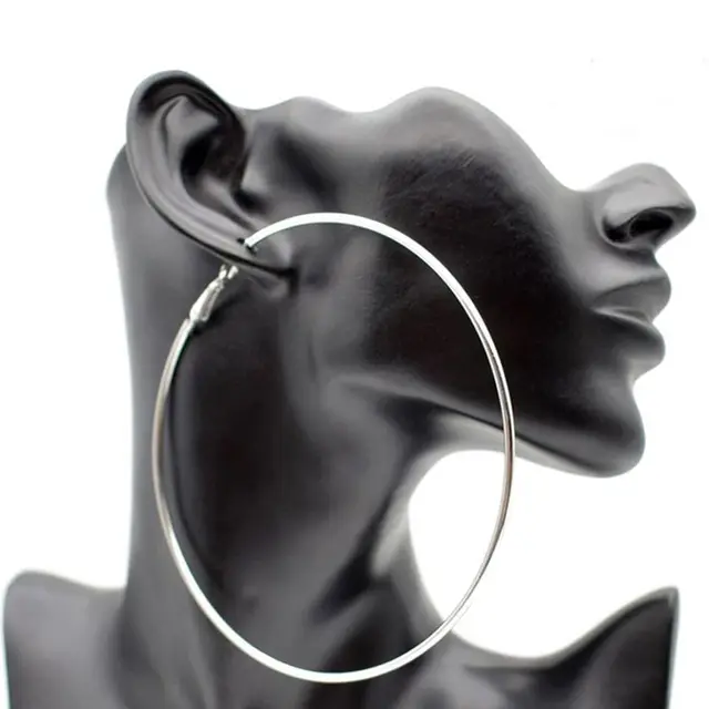 1pair Fashion Punk Large Hoops Earrings Metal Thin Silver Gold 1pair Fashion Punk Large Hoops Earrings Metal Thin Silver Gold Hoop Earring For Women