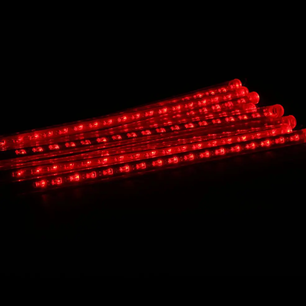 

US PLUG Red Waterproof Meteor Shower Rain 8 Tube 50CM LED String Lights Decorative Lamp