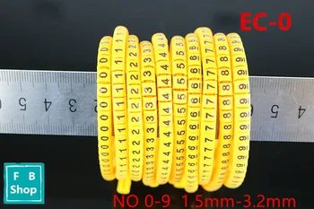 

500PCS EC-0 1.5mm-3.2mm Yellow Cable Wire Marker 0 to 9 For Cable Size 1 sqmm