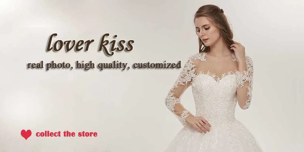 Lover Kiss vestido de noiva кружевное свадебное платье с длинными рукавами и v-образным вырезом, платье украшенное бусами свадебные платья, платья невесты больших размеров