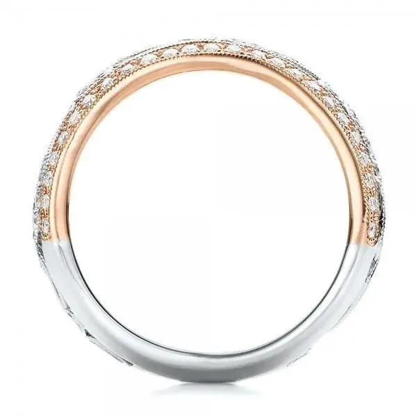 Anillo brillante de oro rosa de dos tonos para mujer, sortija de boda de compromiso con incrustaciones Retro de circonita Floral hueca, elegante ► Foto 3/5