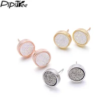 Pipitree универсальные серьги с искусственным камнем для женщин и мужчин Медный белый золотой цвет 12 мм круглые трендовые серьги-гвоздики ювелирные изделия
