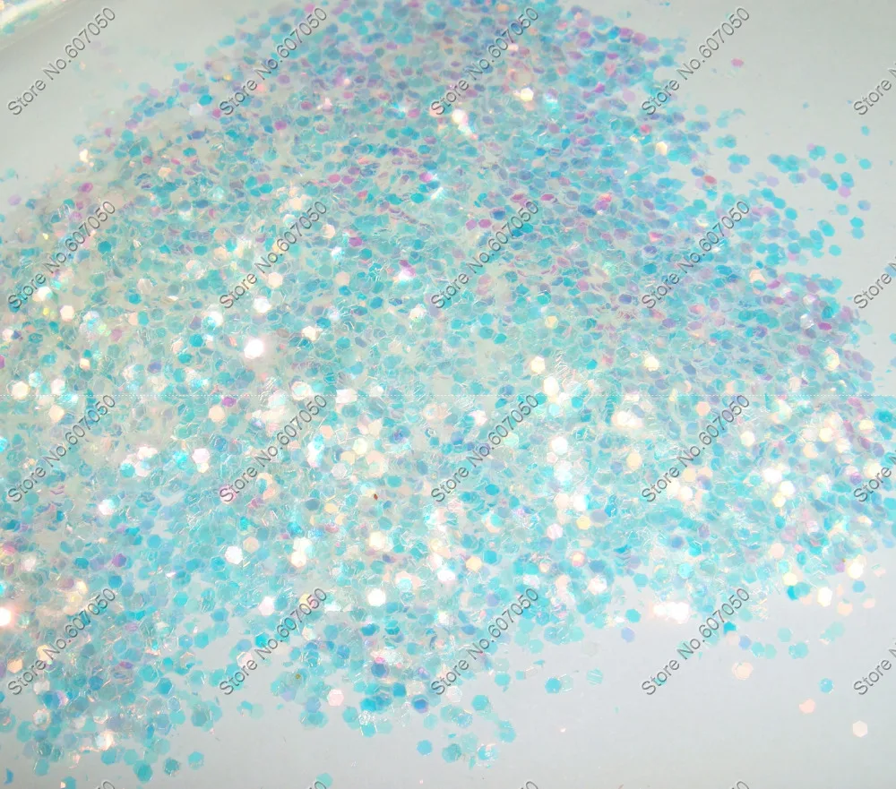 

1/24"(1mm) White Color with Blue Tints Dazzling Hexagon Glitter Paillette Spangles Shape for Nail Art Decorations and Crafts