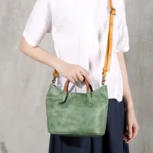 Оригинальная Кожаная мини-сумка ручной работы в стиле ретро с небольшой верхней ручкой, сумка-мессенджер из воловьей кожи, женская сумка-мешок