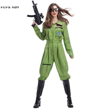 

S-XL Halloween Female pilots Costume for Women Special forces police Army SWAT uniforms Cosplay Carnival Purim Masquerade dress