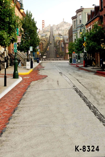 

8*12ft Customize free shipping the city street children vinyl photography backdrop Digital Printing Vinyl cloth background k8324