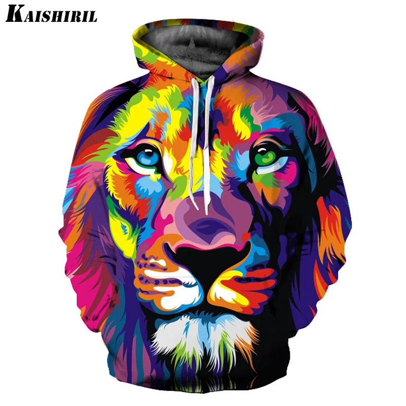 3d lion print hoodie