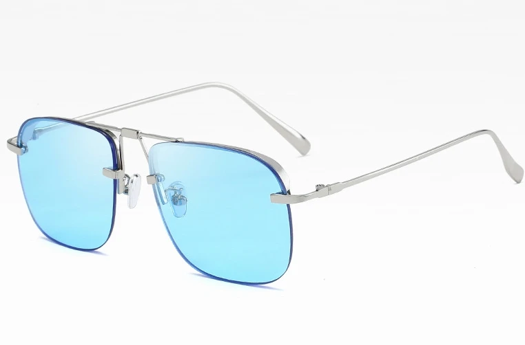 Металлические Квадратные Солнцезащитные очки в стиле ретро для мужчин и женщин модные очки UV400 Винтажные Очки 47025 - Цвет линз: C5 silver blue
