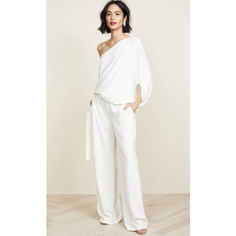 

AEL Two Piece Set Casual One Shoulder With Belt Off Shoulder Loose Suit High Quality Female Clothes Top And Pants Spring 2019