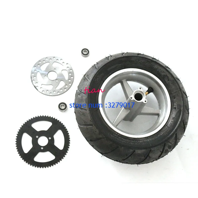 

110/50-6.5 tubeless tire Rear Wheels with Brake Disc rear sprocket for 47cc/49cc 2 stoke Mini pocket bike 90/65-6.5 wheel & dis
