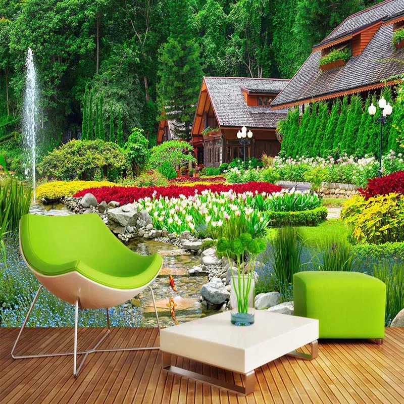 Custom 3D Photo Wallpaper For Walls Villa Garden Nature Landscape Mural De Parede 3D Living Room Bedroom Wall Decor Decal Paper Custom 3D Photo Wallpaper For Walls Villa Garden Nature Landscape Mural De Parede 3D Living Room Bedroom Wall Decor Decal Paper