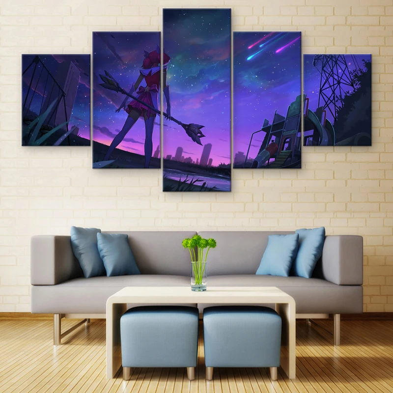5 Panel Wall Art Pictures Star Guardian Canvas Painting Modern Printed League of Legends Home Decor Game Poster Artwork Cuadros | Дом и сад